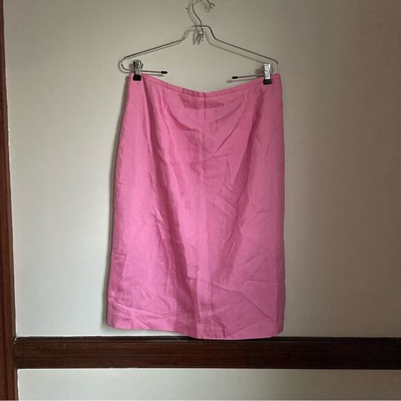 Ann Taylor Barbie Pink Knee Length Pencil Skirt Cotton Silk Blend Fully Lined - Picture 1 of 6